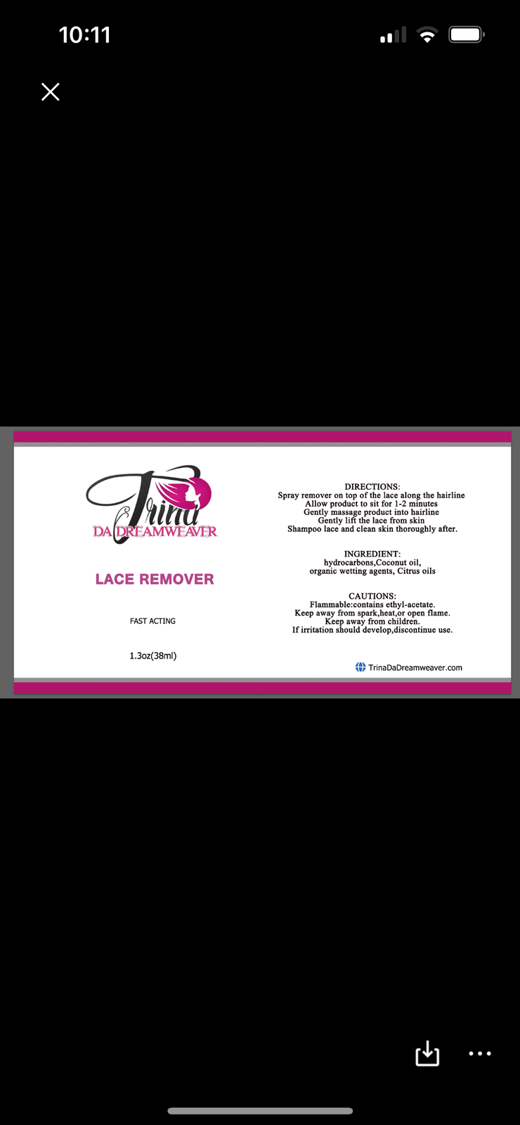 Lace remover fast acting